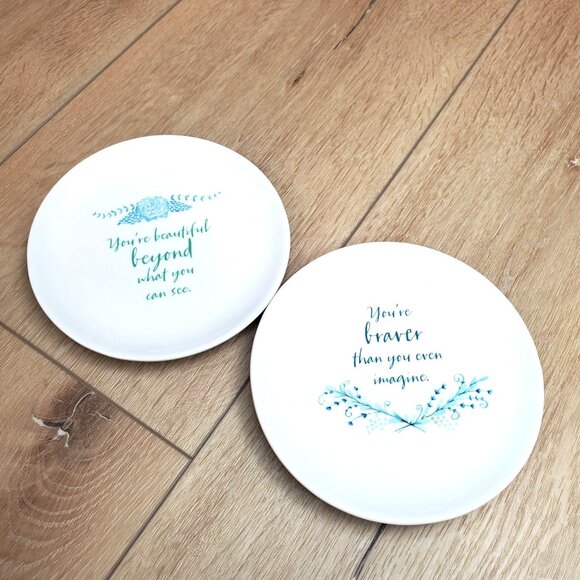 Inspirational Plates incourage 6 1/4” Set of 2 Saucer Dessert Blessing Friends - Picture 1 of 14